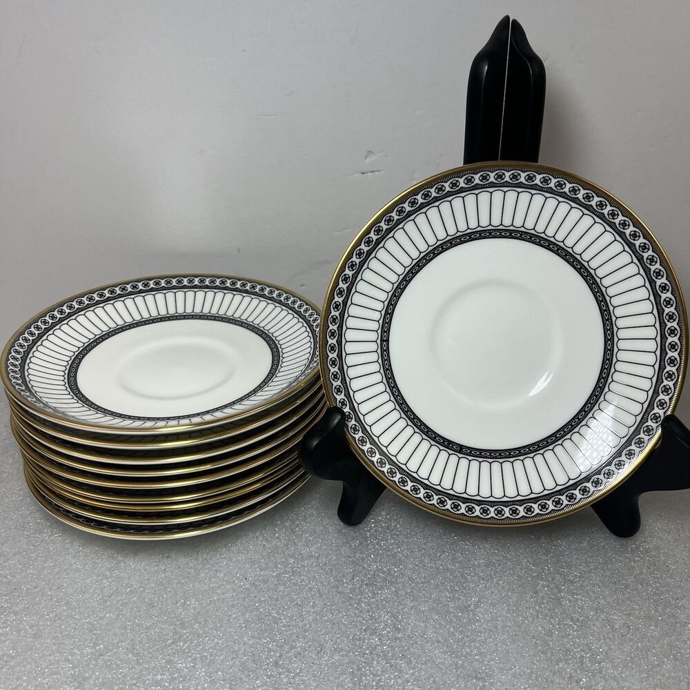 Vtg MCM Wedgwood Colonnade Black Tea Saucers Only Bone China Lot Of 10 England